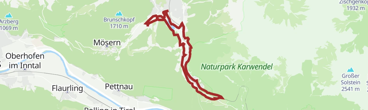 Route map: Etappe 1: Von Seefeld über Reith nach Leithen – Seefelder Hochplateau Winterweitwanderung